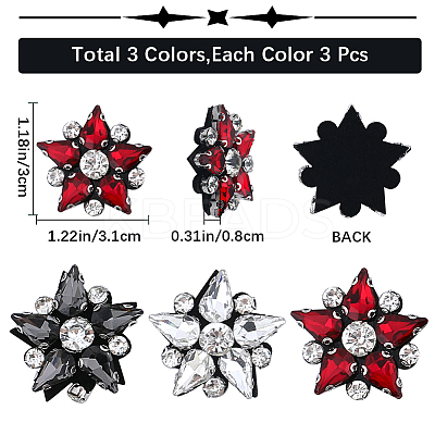 9pcs 3 colors Star Appliques PATC-GF0001-40-1