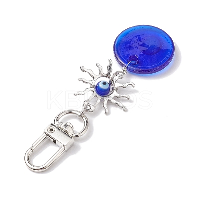 Horse Eye/Heart/Star/Hamsa Hand/Flat Round with Evil Eye Lampwork Pendant Decorations HJEW-JM01997-1