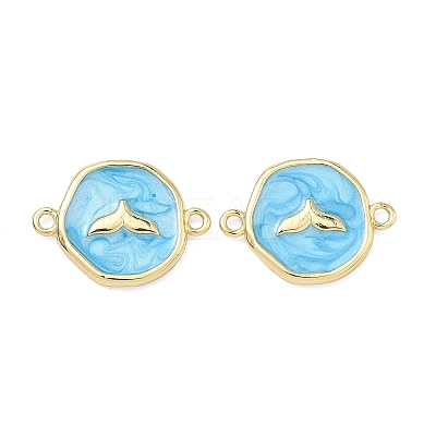 Ocean Brass Enamel Connector Charms KK-C251-05G-02-1
