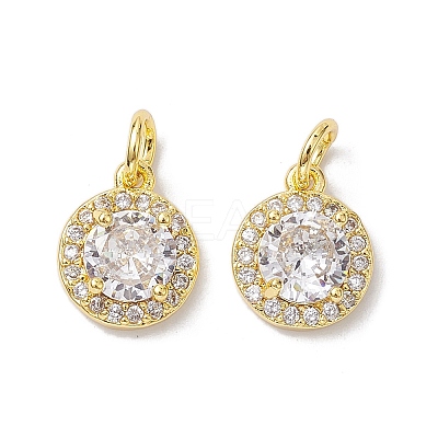Brass Micro Pave Clear Cubic Zirconia Charms KK-K360-16G-1
