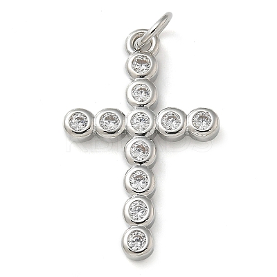 Rack Plating Brass Micro Pave Cubic Zirconia Pendants KK-K392-17B-P-1