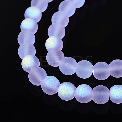 Frosted Transparent Glass Beads Strands GLAA-T032-T6mm-MBB01-1