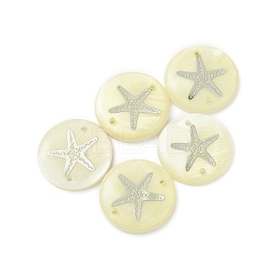Natural Freshwater Shell Connector Charms SHEL-XCP0001-05-1