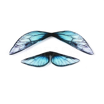 2Pcs Transparent Epoxy Resin Butterfly Wings Cabochons RESI-N045-08-1