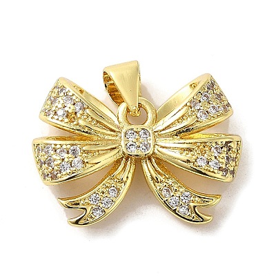 Brass Micro Pave Clear Cubic Zirconia Pendants FIND-Z041-09G-1