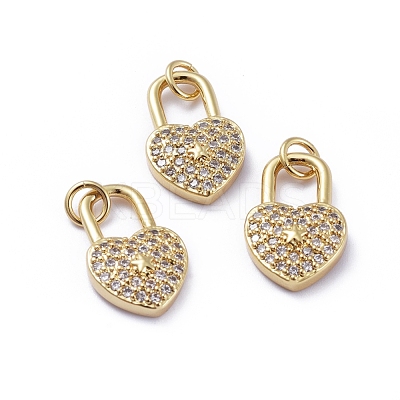 Brass Micro Pave Cubic Zirconia Pendants X-ZIRC-G163-26G-1