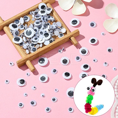 400Pcs 7 Styles Black & White Wiggle Googly Eyes Cabochons DIY Scrapbooking Crafts Toy Accessories KY-YW0001-66-1
