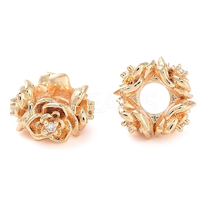 Brass Micro Pave Clear Cubic Zirconia Beads KK-U028-27G-1