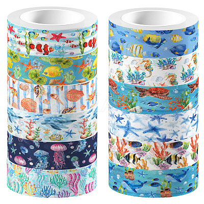 12 Rolls Sea Animals Theme Adhesive Paper Tapes DIY-WH20009-47C-1