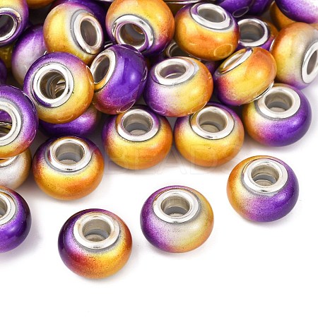Two Tone Opaque Resin Rondelle European Beads RESI-Z046-02F-1