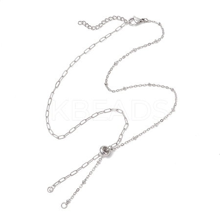 304 Stainless Steel Satellite Chain Paperclip Chain Slider Necklace Making AJEW-JB01495-01-1