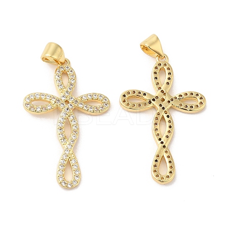 Brass Micro Pave Clear Cubic Zirconia Pendants ZIRC-L103-024G-1