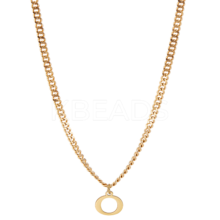 1Pc 304 Stainless Steel Letter Pendant Necklaces NJEW-LP0001-33O-G-1