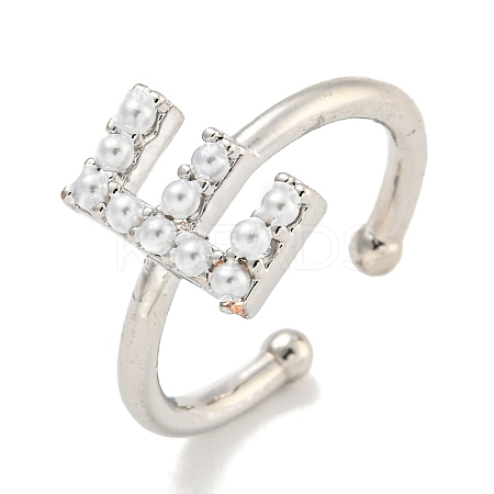 Rack Plating Brass Open Cuff Rings for Women RJEW-F162-01P-E-1