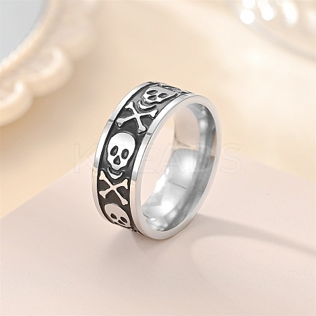 Retro 201 Stainless Steel Enamel Finger Rings for Men FS-WG366A7-01-1