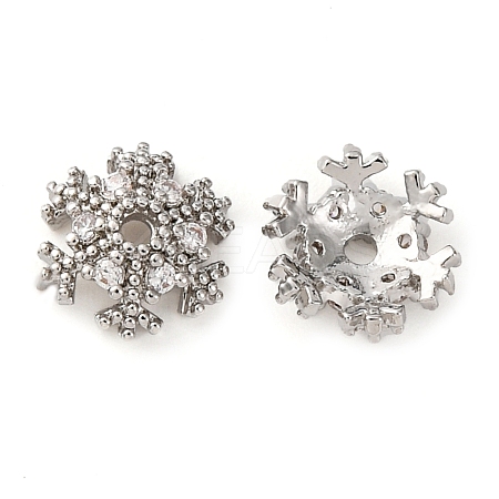 Brass Micro Pave Clear Cubic Zirconia Bead Caps KK-K278-48A-P-1
