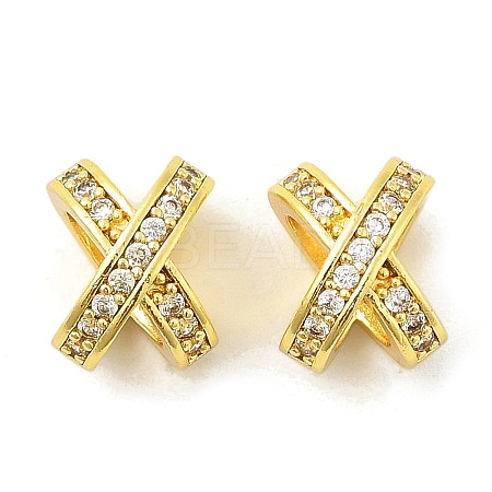 Brass Micro Pave Cubic Zirconia Beads KK-P297-06G-1