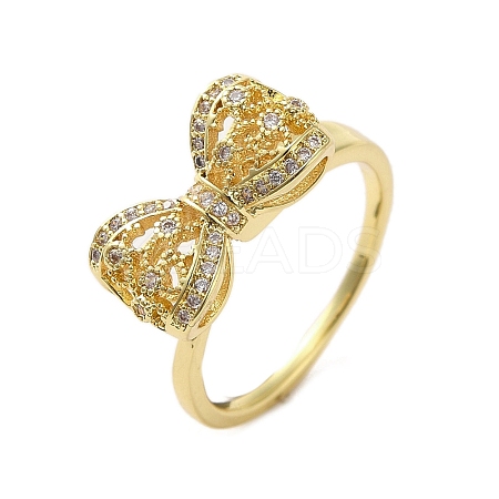 Rack Plating Brass Micro Pave Cubic Zirconia Finger Ring RJEW-C072-33D-G-1