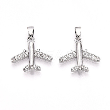 Brass Micro Pave Cubic Zirconia Pendants KK-T070-82P-1