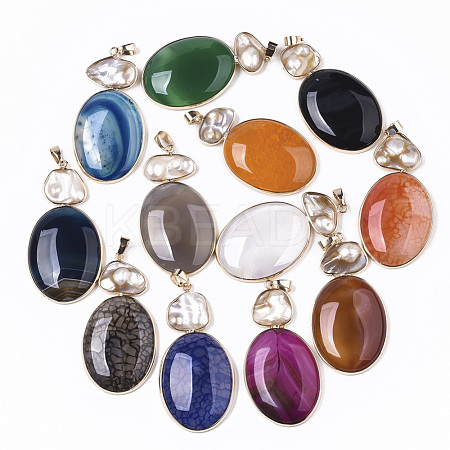 Natural Agate Big Pendants G-N326-25-1