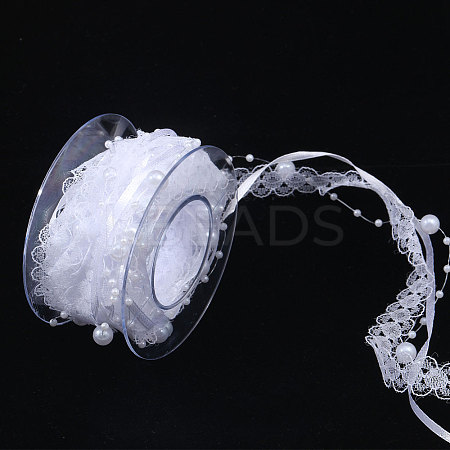 Polyester Flower Lace Ribbon OCOR-WH0097-21-1