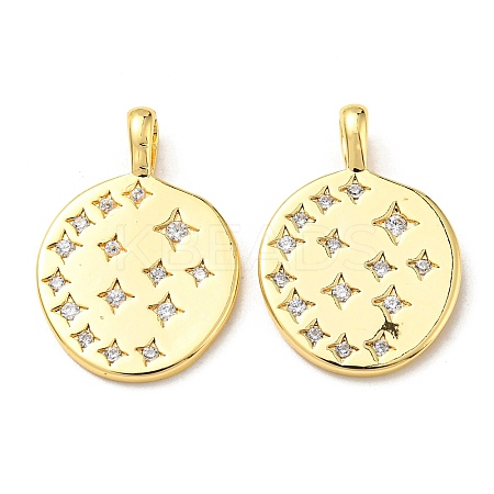 Brass Micro Pave Cubic Zirconia Pendants X-KK-Q809-06G-1