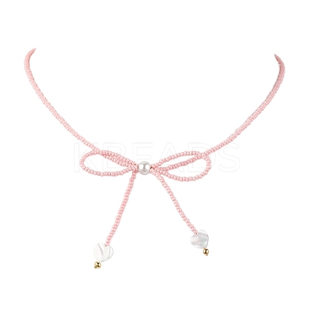 Glass Seed Pendant Necklaces for Women NJEW-MZ00031-05-1