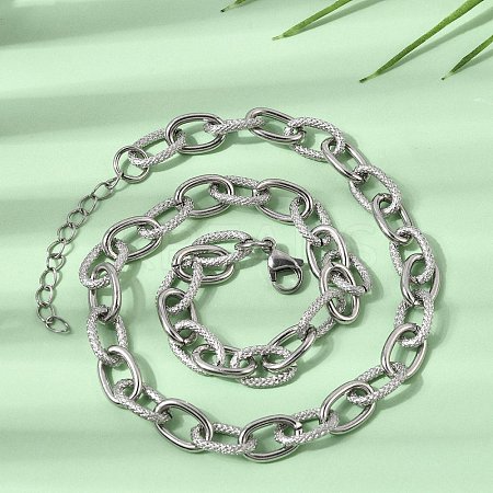 9MM 304 Stainless Steel Textured Cable Chain Necklaces for Women Men SA-CBA37BC-19P-1