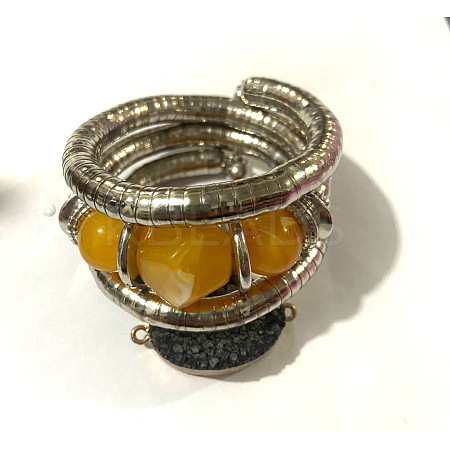 Alloy & Iron & Resin Round Beaded Bangles for Women FS-WG7222A-11-1