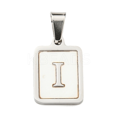 304 Stainless Steel Pave Natural White Shell Pendants STAS-S130-03P-I-1