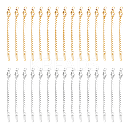 30Pcs 2 Colors 304 Stainless Steel Chain Extender FIND-UN0004-16-1