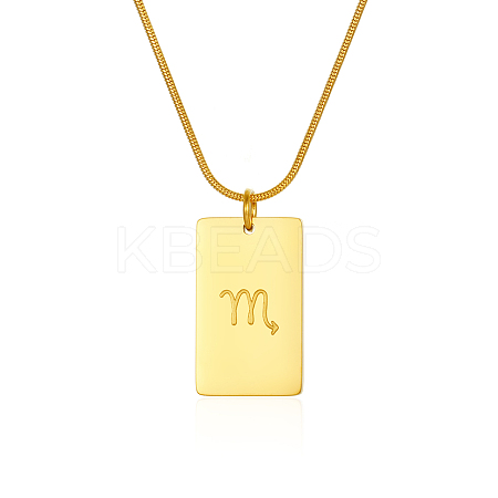 Stylish Stainless Steel 12 Zodiac Rectangle Pendant Necklaces for women GA2858-12-1