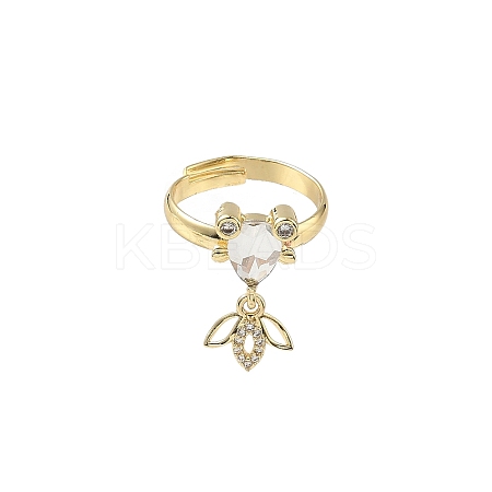 Brass Micro Pave Cubic Zirconia Adjustable Finger Rings for Women RJEW-K307-01G-22-1