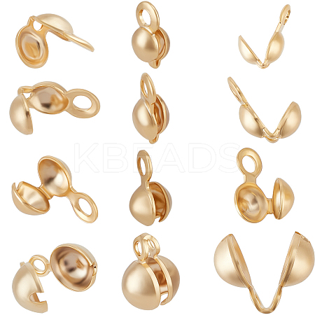 160Pcs 4 Styles Brass Bead Tips KK-BBC0017-42G-1