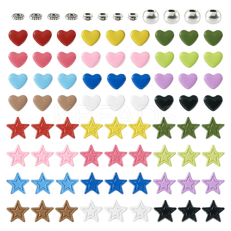 156Pcs 27 Style Spray Painted & Tibetan Style Alloy Beads FIND-TA0002-84-1