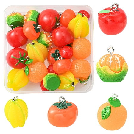 24Pcs 6 Styles Opaque Resin Pendants RESI-FS0001-48-1