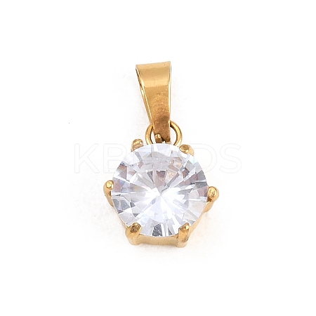 304 Stainless Steel Pave Cubic Zirconia Pendants STAS-B086-12G-01-1