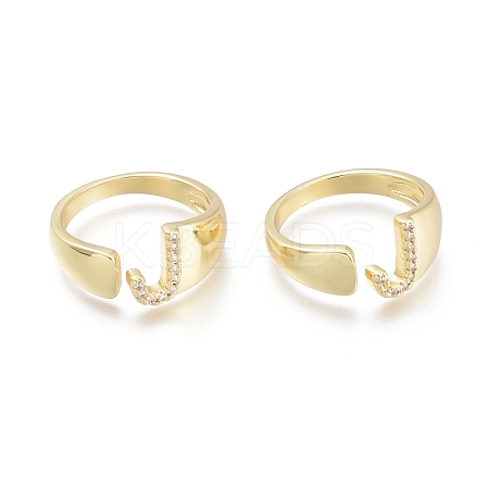 Brass Micro Pave Clear Cubic Zirconia Cuff Rings X-RJEW-F103-13J-G-1