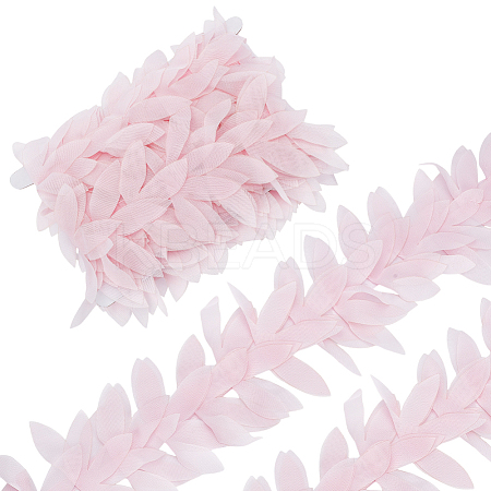 4.9~5 Yards Polyester Leaf Lace Ribbon DIY-FG0002-84-1