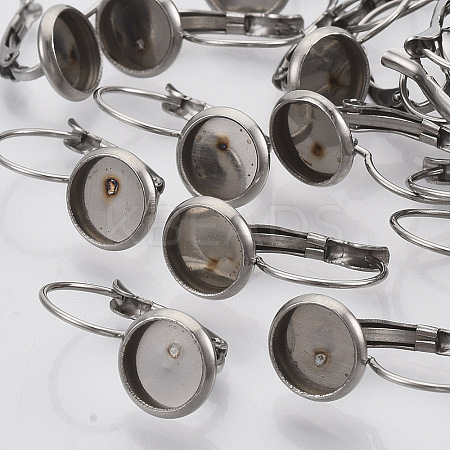 Tarnish Resistant Flat Round Tray Smooth Surface 304 Stainless Steel Leverback Earring Findings LS-STAS-R065-64-1