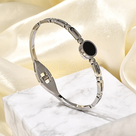 304 Stainless Steel Hinged Enamel Bangles for Women BJEW-F474-40P-1