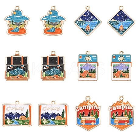 12Pcs 6 Styles Alloy Enamel Pendants FIND-YW0007-73-1