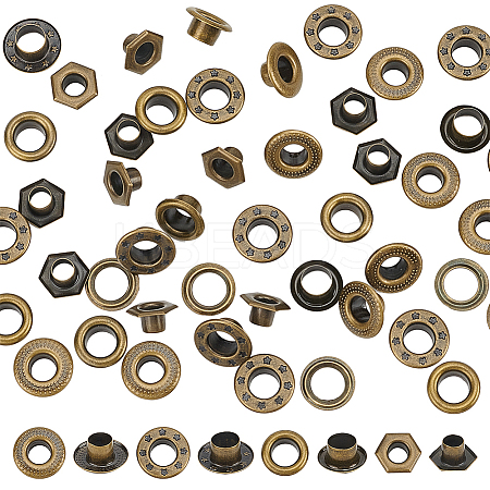 200Pcs 4 Styles Brass Grommet Eyelet Findings for Shoes KK-WR0001-22-1