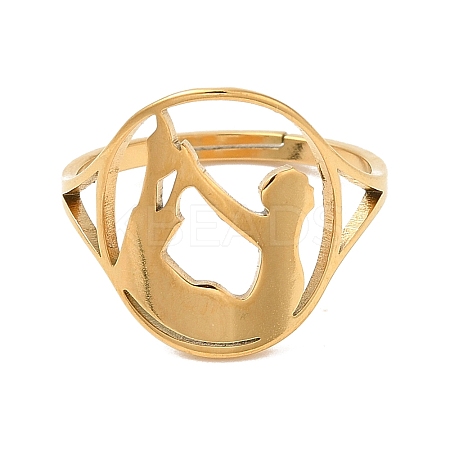 Ion Plating(IP) 304 Stainless Steel Yoga Adjustable Ring for Women RJEW-M149-27G-1
