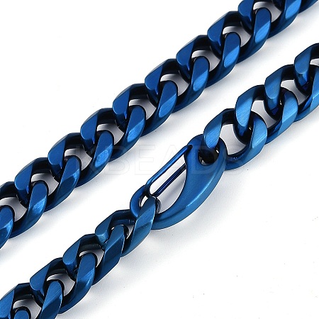 Ion Plating(IP) 304 Stainless Steel Cuban Link Chain Necklaces for Men NJEW-B116-07BL-1