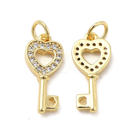 Brass Micro Pave Clear Cubic Zirconia Pendants KK-E068-VB180-1