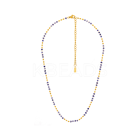 304 Stainless Steel & Glass Link Chain Necklaces for Women STAS-OY015-56G-1