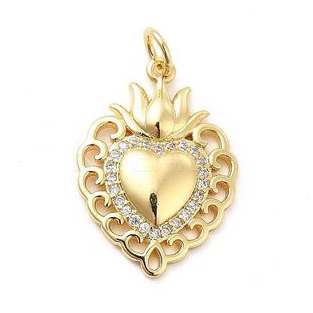 Rack Plating Brass Micro Pave Cubic Zirconia Pendants X-KK-K270-16G-1