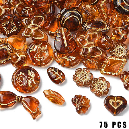 75Pcs 15 Styles Imitation Amber Transparent Acrylic Beads DIY-YW0010-22-1