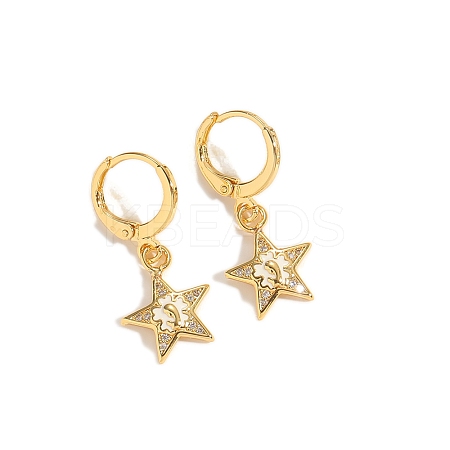 Golden Brass Micro Pave Clear Cubic Zirconia Leverback Earrings PW-WG6EB17-05-1